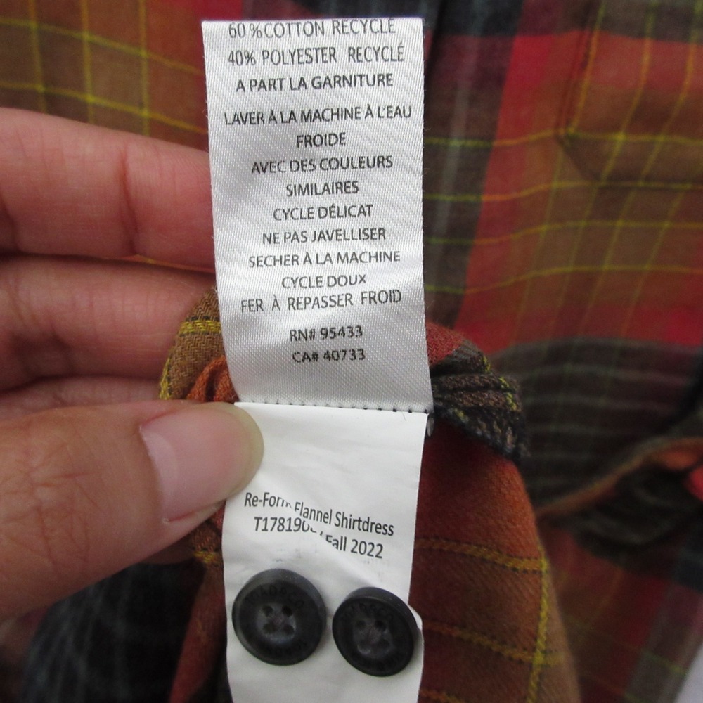Toad&Co Shirt Dress M Orange Plaid Flannel Re-Form Outdoor Pockets Button NWT - Picture 7 of 10